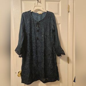 Dark Green Chiffon Elegant Embroidered Salwar